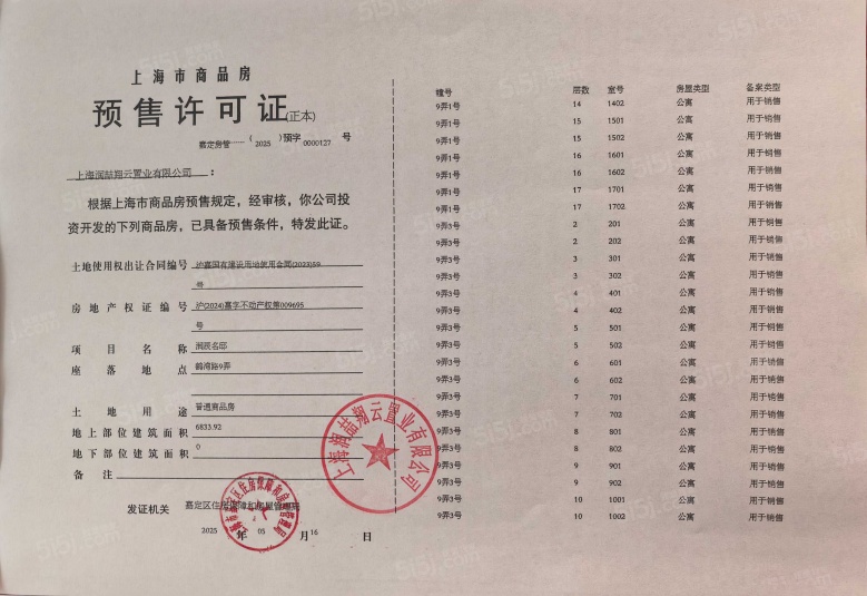 上海时代之城预售许可证