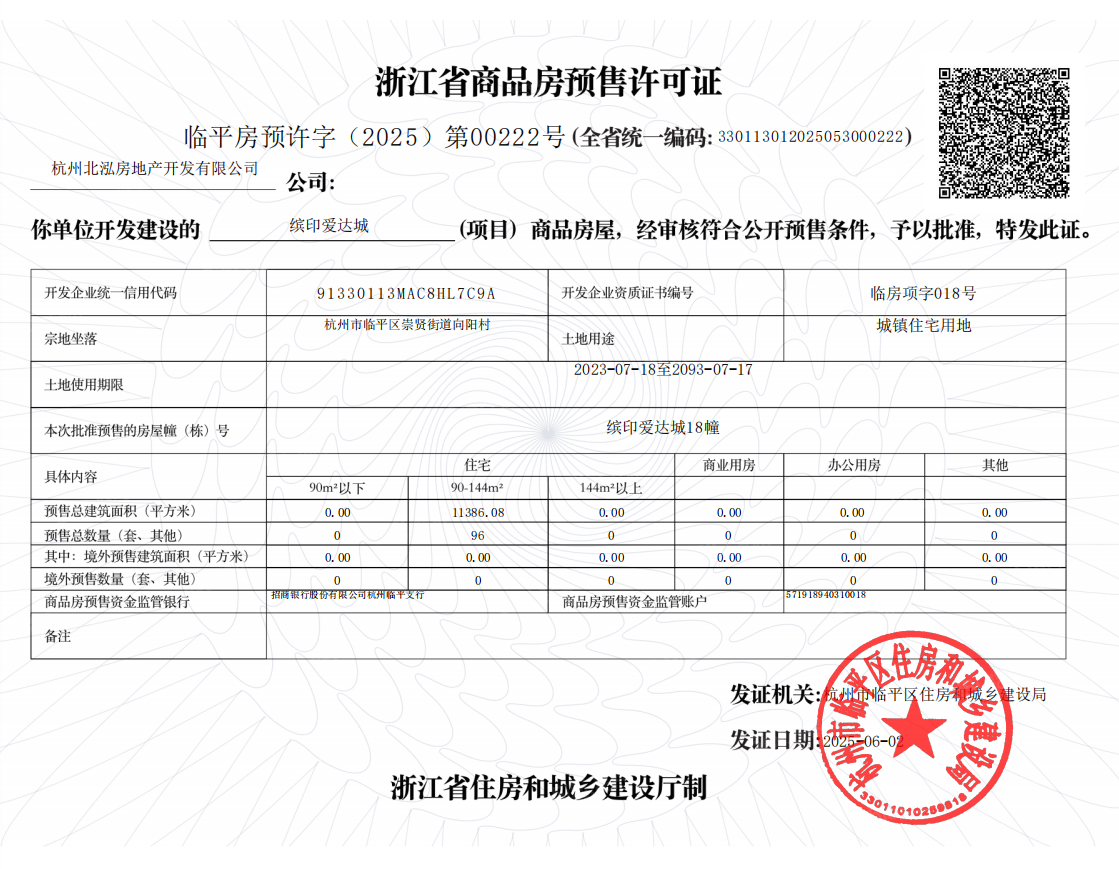 招商爱达1872预售许可证