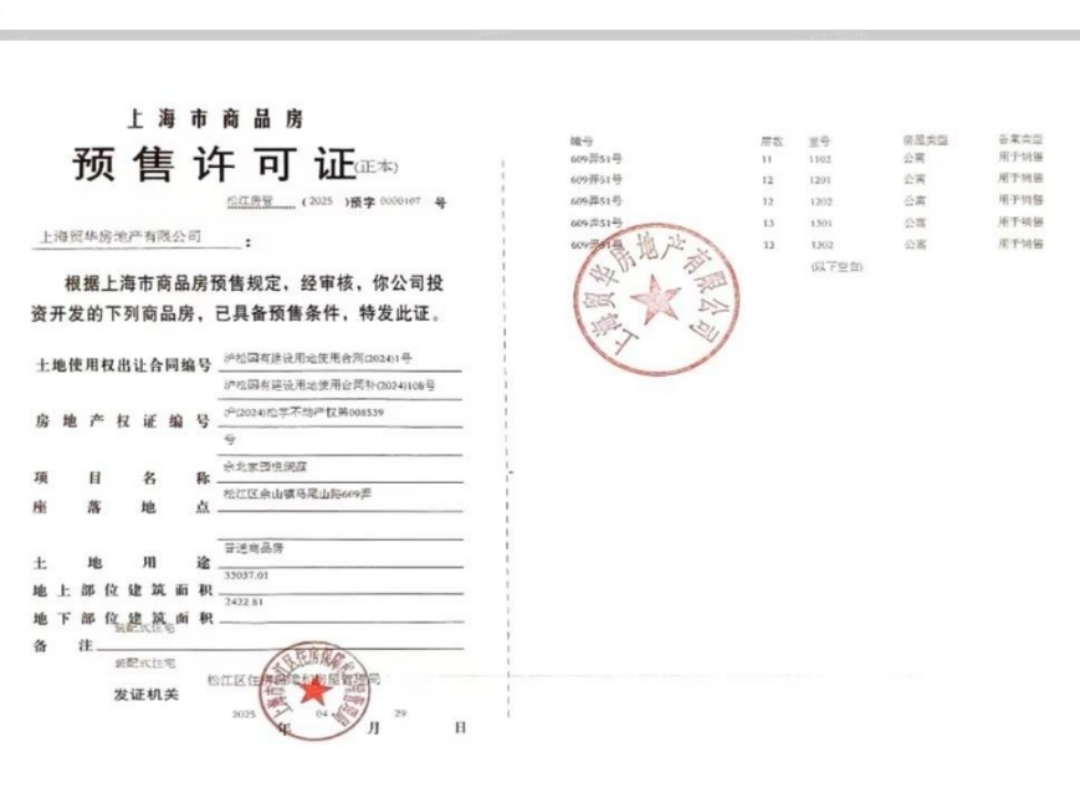 国贸海屿佘山预售许可证
