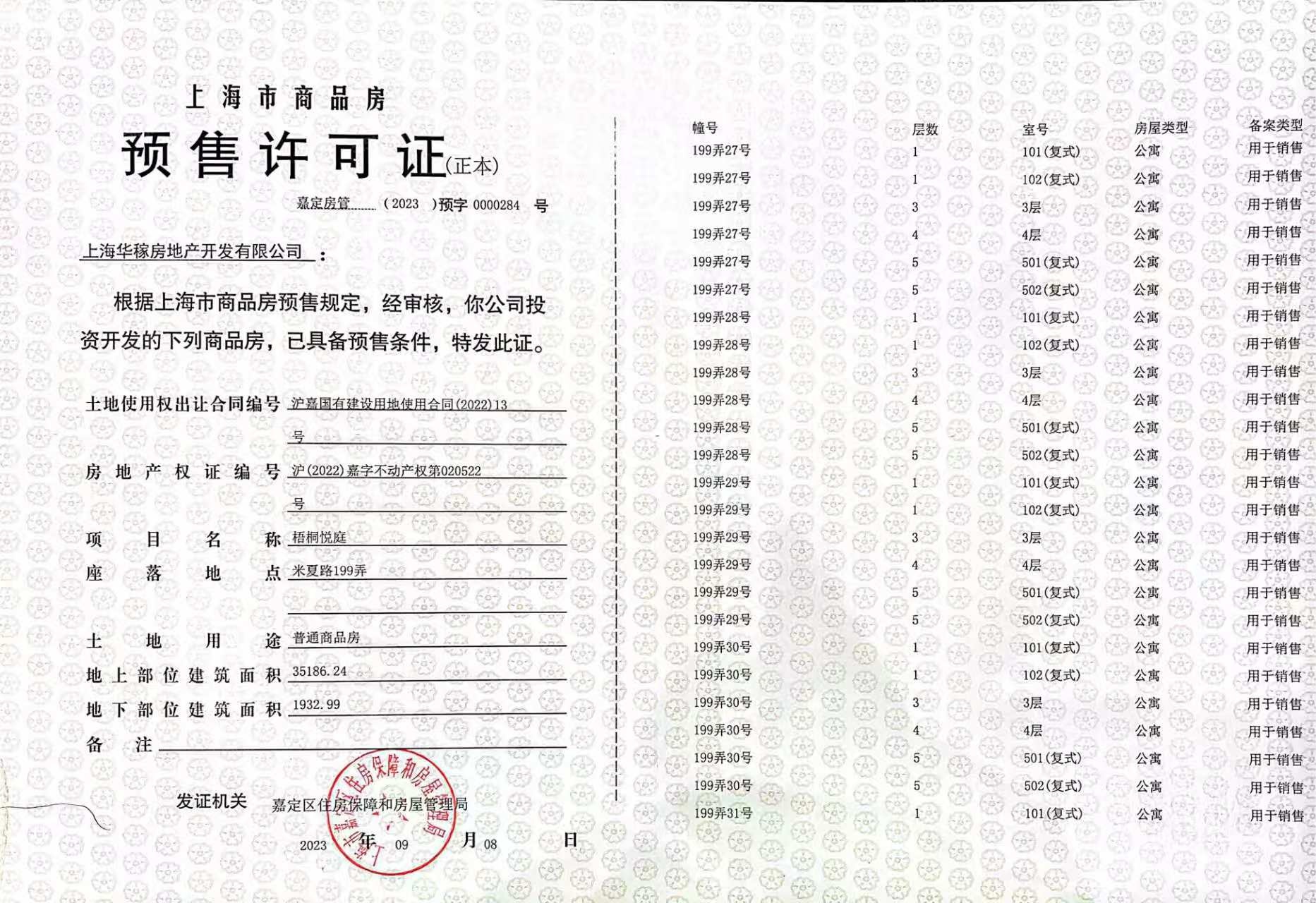 大华梧桐樾预售许可证