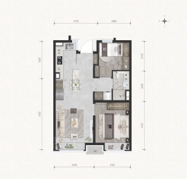 2室1厅1卫户型图