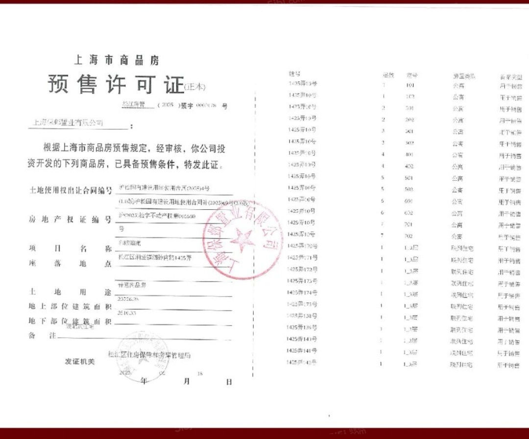 保利西郊和煦领墅预售许可证