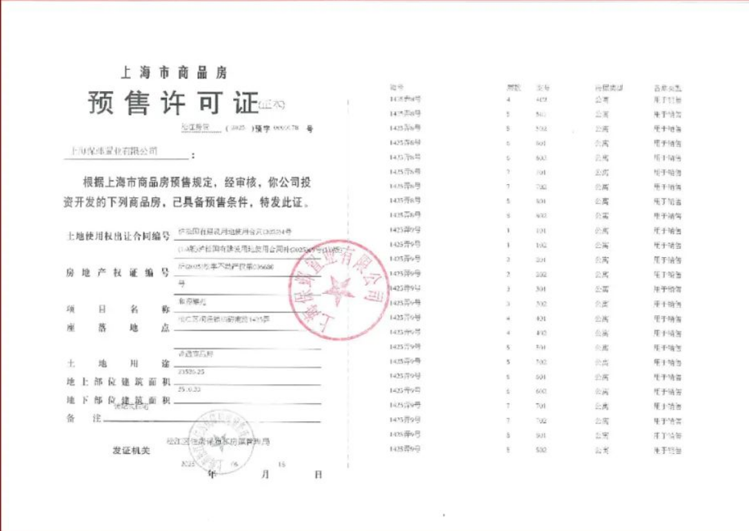 保利西郊和煦领墅预售许可证