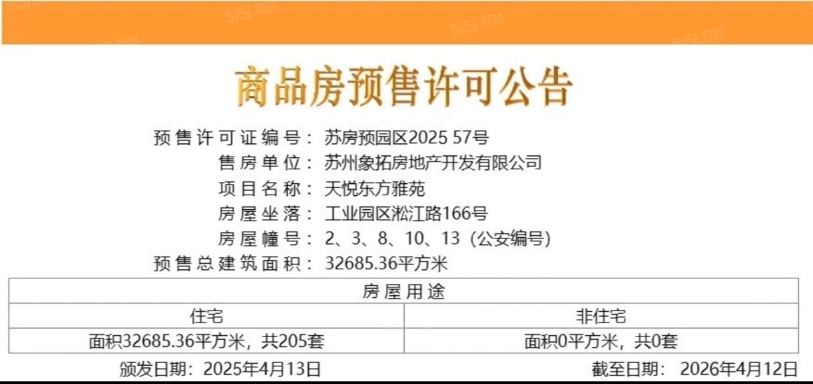 象屿天悦东方预售许可证