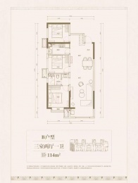3室2厅1卫户型图