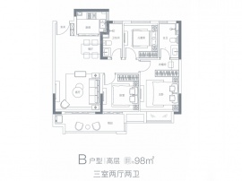 3室2厅2卫户型图