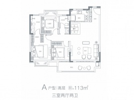 3室2厅2卫户型图