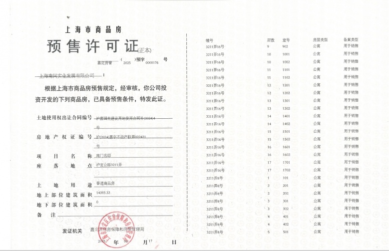 南山璞缦预售许可证