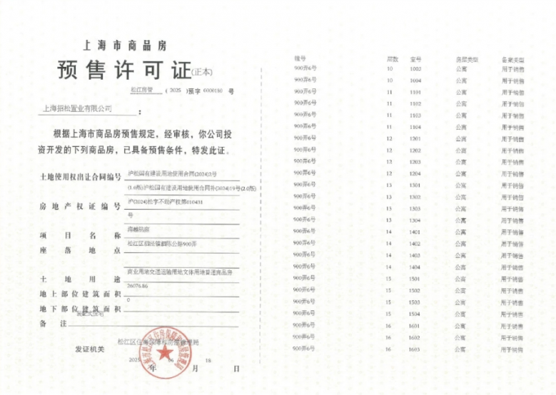 招商时代潮派预售许可证