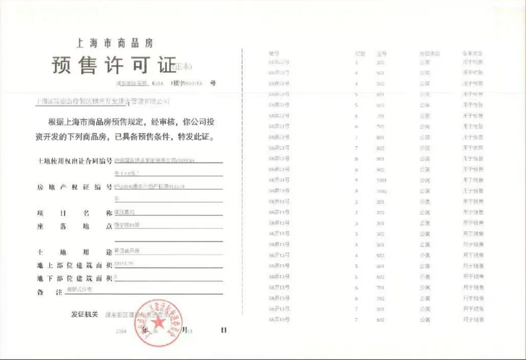 张江金茂府预售许可证