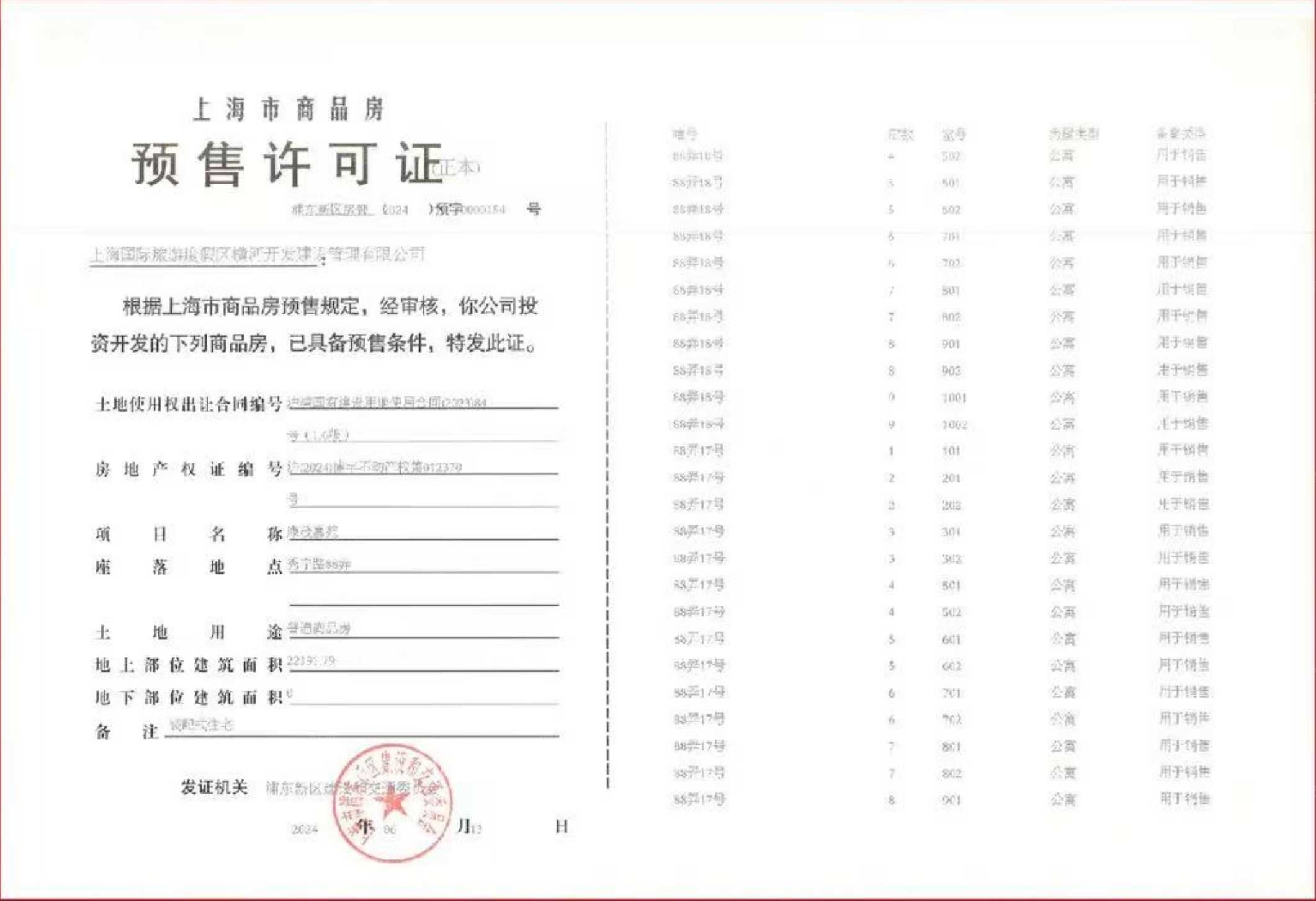 张江金茂府预售许可证