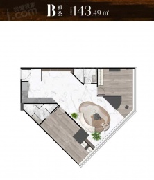 2室2厅2卫户型图