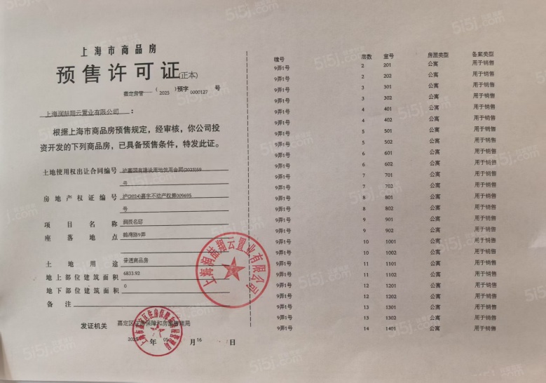 上海时代之城预售许可证