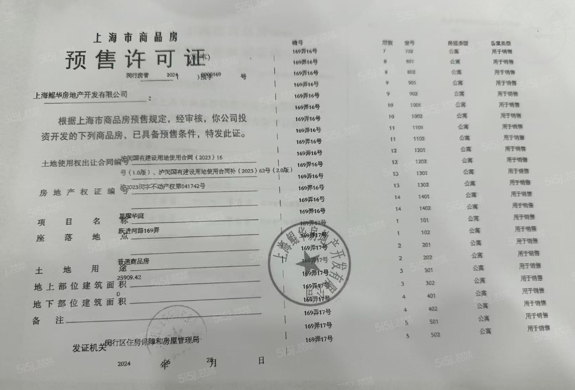 大华星耀预售许可证