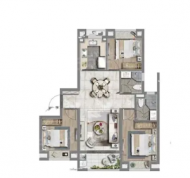 3室2厅2卫户型图