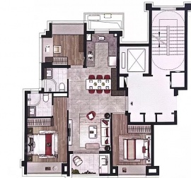 3室2厅2卫户型图