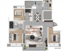 3室2厅2卫户型图