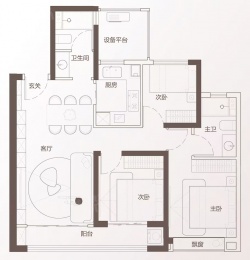 3室2厅2卫户型图