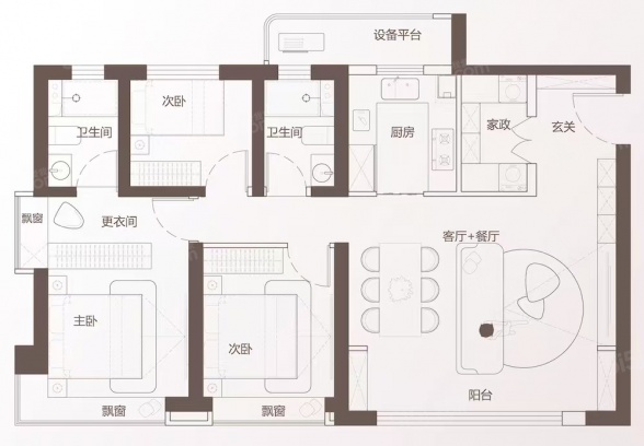 3室2厅2卫户型详情