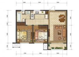 2室2厅1卫户型图