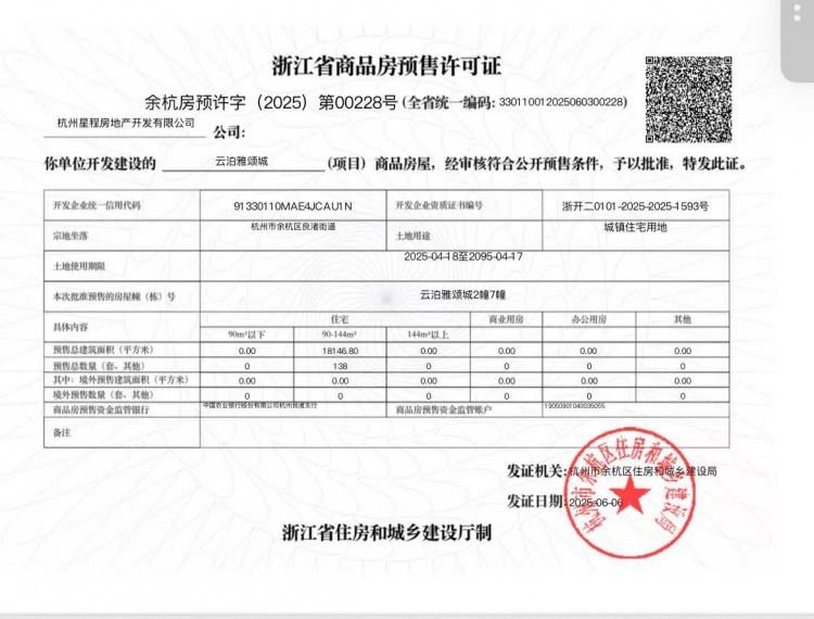 中建玉湖之星预售许可证