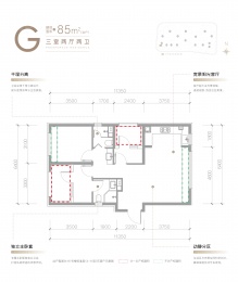 2室2厅2卫户型图