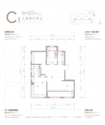 3室2厅2卫户型详情
