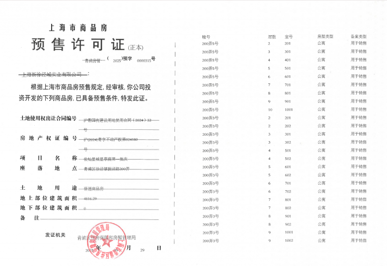 俊灿星城星尚庭预售许可证