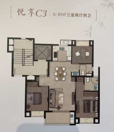 3室2厅2卫户型详情
