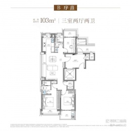 3室2厅2卫户型图