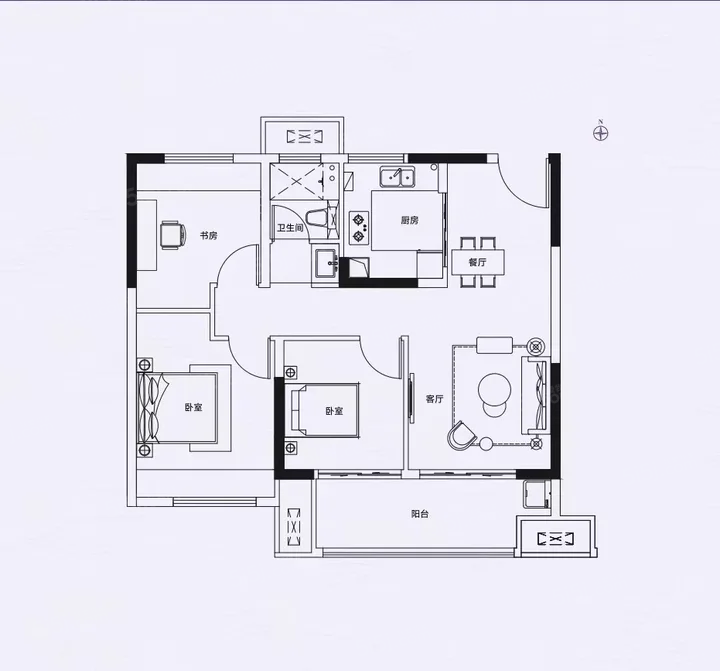 北外滩水城3室2厅1卫