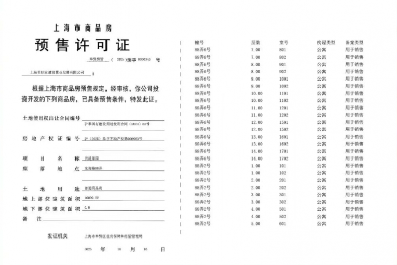 贝涟C1预售许可证