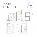 3室2厅2卫户型图