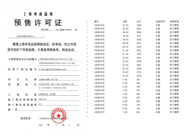 中建玖上琅宸预售许可证