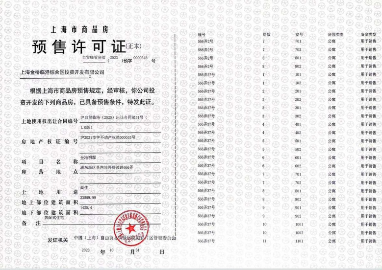金港星海湾预售许可证