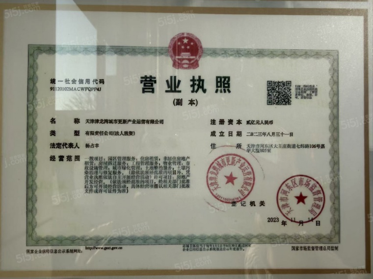 津铁格调蘭颂开发商营业执照