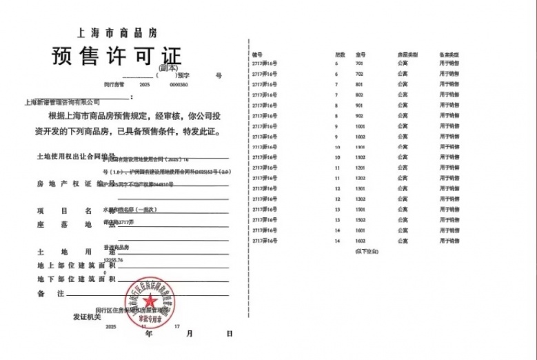 保利都汇和煦预售许可证