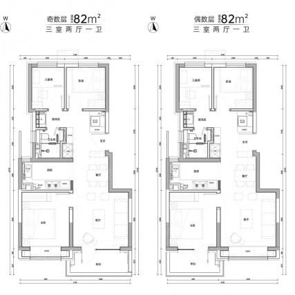 3室2厅1卫户型详情