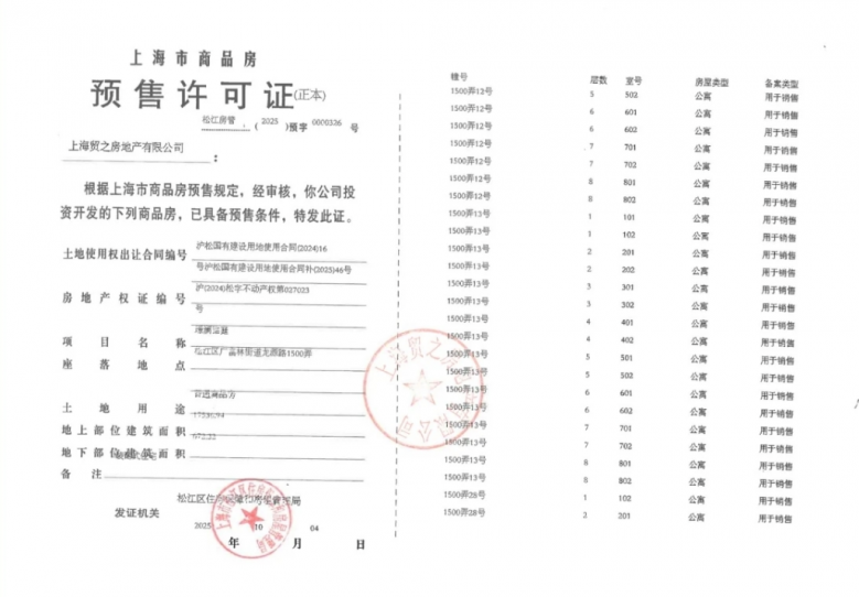 国贸海上原墅预售许可证