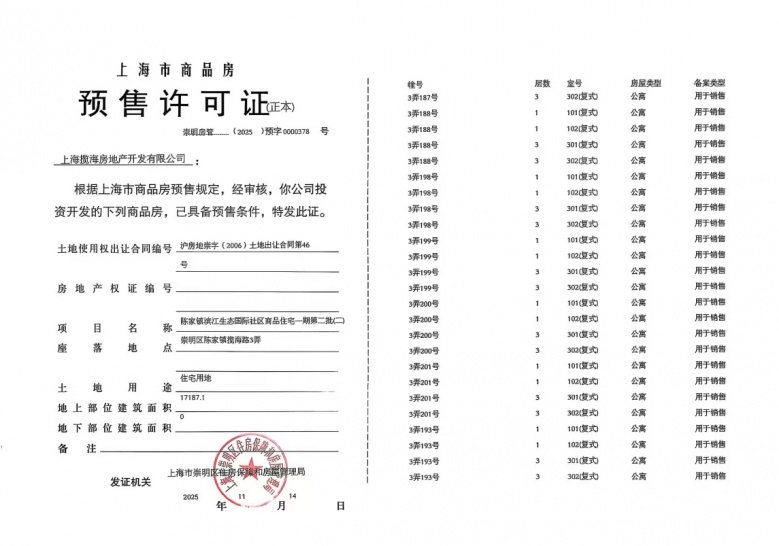 东滩海上明月预售许可证