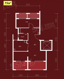 3室2厅1卫户型图