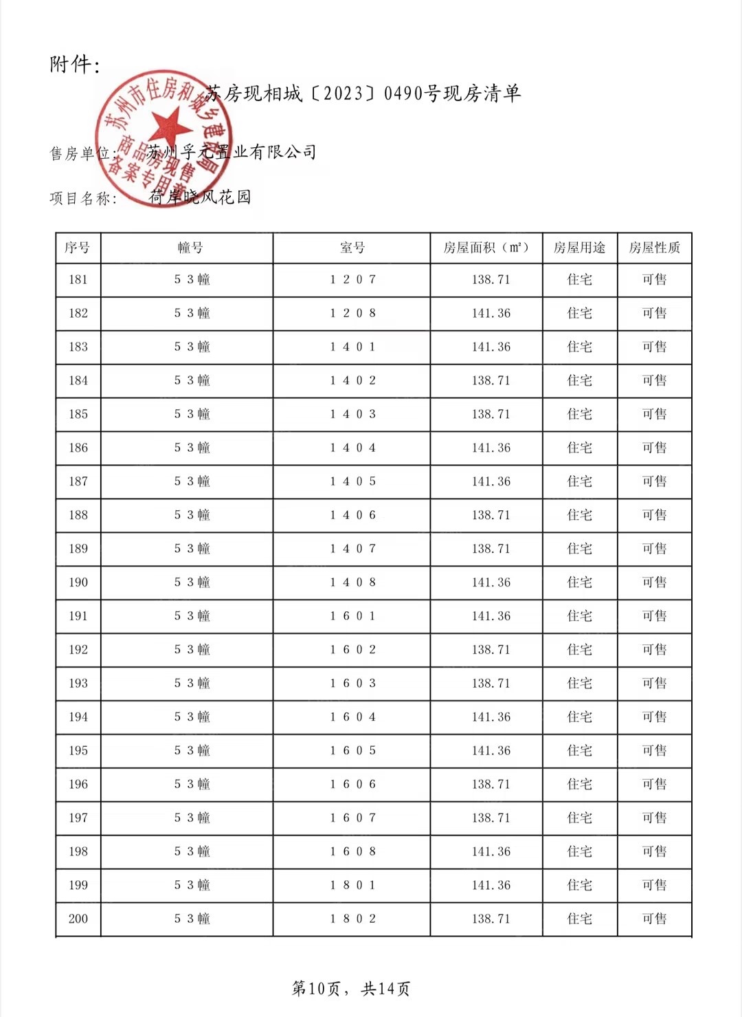 荷岸晓风预售许可证