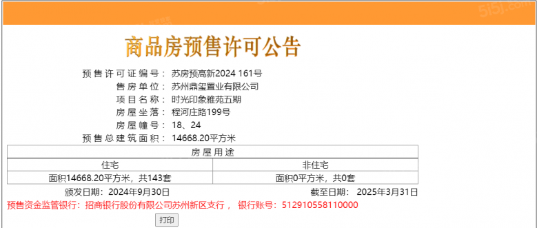 保利时光印象预售许可证