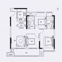 3室2厅2卫户型图