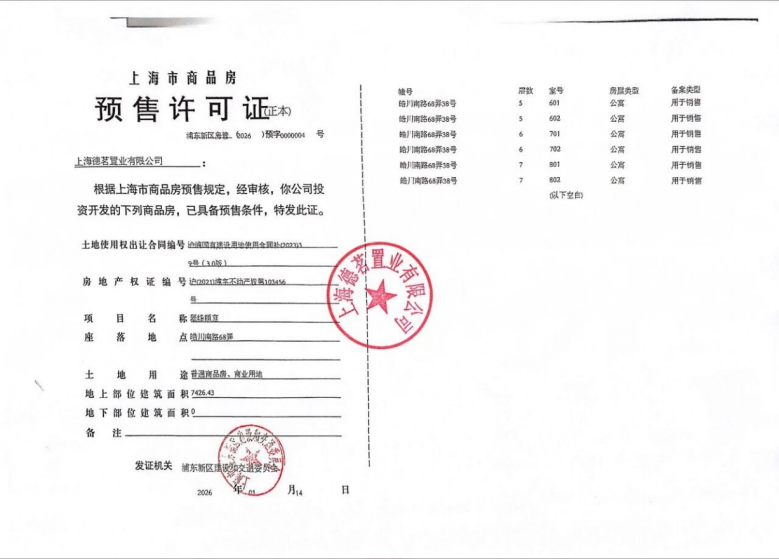 前滩滨江道预售许可证