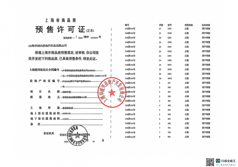 大华望樾预售许可证