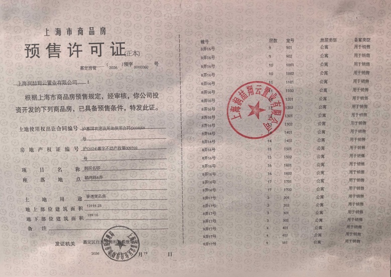 上海时代之城预售许可证