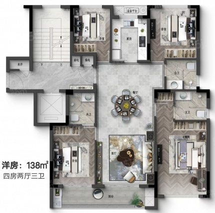 4室2厅3卫户型详情