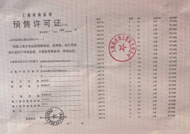 上海时代之城预售许可证