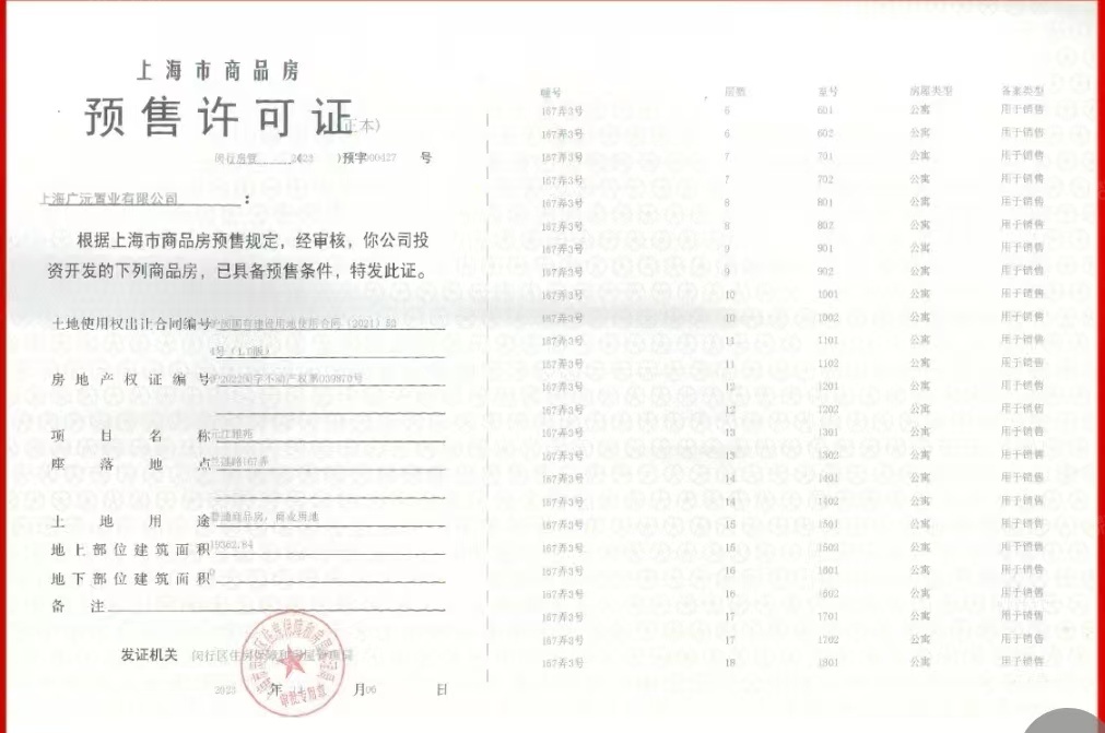 保利光合上城预售许可证
